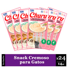 CHURU - Snack Cremoso Gato Sabor Atun y Salmon 24 x 14gr