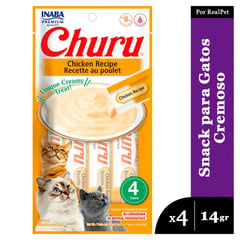 CHURU - Snack Cremoso Gato Sabor Pollo 4 x 14gr