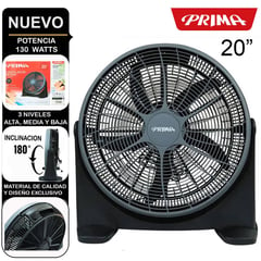 PRIMA - Ventilador YL-2020P Box Recirculante 20" 130 Watts Negro