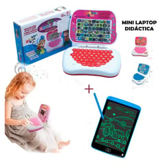 GENERICO - Pack 1 Minilaptop para Niños Color Azul + 1 Tableta Led