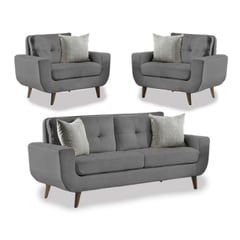 FABIANI HOME - Juego de Sala Vintage 2 1 1 Mango Fabiani Gris Oscuro