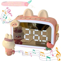 KAWAI - Reloj Despertador 4 en 1 Radio Altavoz Lampara LED Bluetooth Kawaii