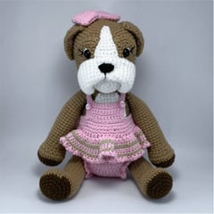 GENERICO - Perro bulldog ingles amigurumi 26cm peluche adorno