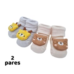 GENERICO - Medias 3D caritas para bebes 2 pares mod2