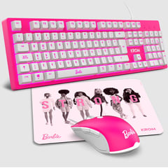 KROM - COMBO BARBIE KANDY 3 EN 1 TECLADO + MOUSE + PAD MOUSE