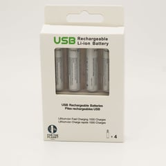 BELICELL - - Pack de 4 Baterías Recargables de Litio AAA USB 900mWh 1.5V