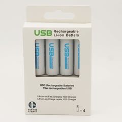 BELICELL - - Pack de 4 Baterías Recargables de Litio AA USB 2550mWh 1.5V