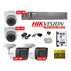 HIKVISION - Kit 4 Cámaras Seguridad Audio Incorporado 2 MEGAPIXELES