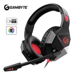 GAMBYTE - AUDIFONO GAMER 7.1 CON MICROFONO USB LUZ LED FIRE DEATH