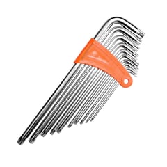 UYUSTOOLS - Set 10 Llaves Torx en L orificio con estuche T10-T55 Largo acero