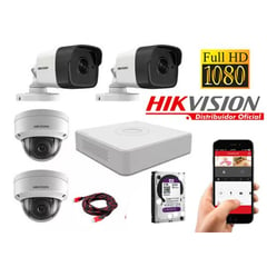 HIKVISION - KIT 4 Camara Seguridad Ip Digital Poe 2MP, Disco 1TB