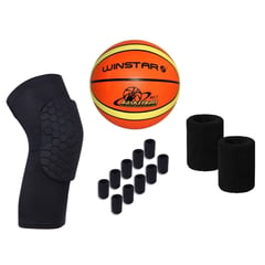 WINSTAR - Kit Básquet Balón 7 Rodillera Muñequeras Prot Dedos Talla M