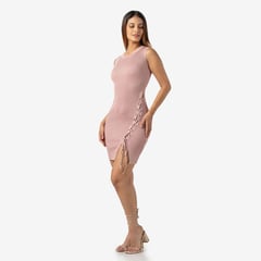 OEM - Vestido Corto Casual de Hilo Color Palo Rosa