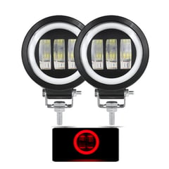 JET - Par de Faros Led 3 Redondas Ojo Ángel Exploradoras Auto Moto