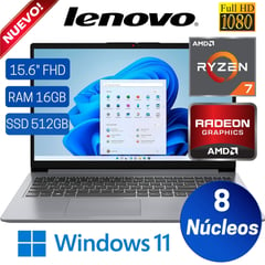 Laptop IdeaPad 1 15ALC7 15.6” FHD AMD Ryzen 7- 5700U. RAM 16GB, 512GB SSD, Win 11