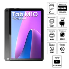 LENOVO - TABLET CHIP 4G LTE M10 3RA GEN 64GB ROM 4GB RAM FOLIO CASE