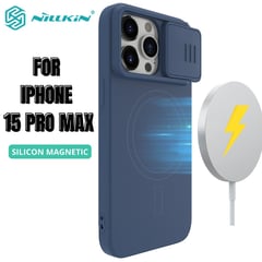 NILLKIN - Case Silicone Blue - iPhone 15 Pro Max (MagSafe)