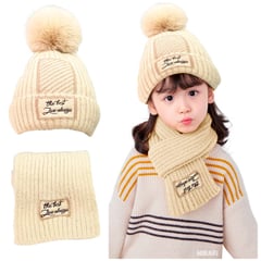 IMPORTADO - Set Gorro Afelpado con Pompón y Bufanda de Invierno para Niños BG GB64