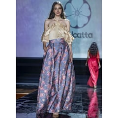 DOLCATTA - Falda Paris Rose Gold Flowers Print