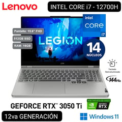 LENOVO - LAPTOP GAMER LEGION 5 INTEL CORE i7-12700H 15.6' FHD IPS 16GB 512GB NVIDIA RTX3050 Ti 4GB W11