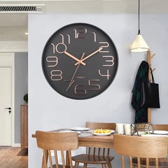 GENERICO - Reloj de pared 3D Mute clásico 30 cm Gris