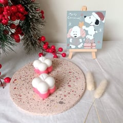 Pack Navideño Vela Mini Bubble Bandeja Terrazo Y Mini Lienzo Snoopy