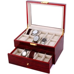 GENERICO - Porta Relojes Caja De Madera 20 Unidades Lujo Hombre Mujer