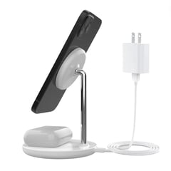 GENERICO - Cargador inalámbrico 2 en 1 de 15W Qi compatible con MagSafe