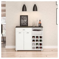 VENTITAS HOME - Mueble Bar o Cocina Ilka Blanco y Plomo