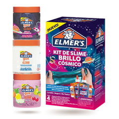 ELMERS - Kit Para Hacer Slime Brillo Cósmico 4 Piezas + 3 Slime Gue