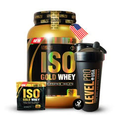 LEVEL PRO - PROTEINA ISO GOLD WHEY 2.43 LBS VANILLA + OBSEQUIOS