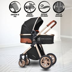 DOLCEZZA - Coche Travel System «SIENA» y Mochila Pañalera Black