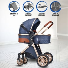 DOLCEZZA - Coche Travel System «SIENA» y Mochila Pañalera Blue