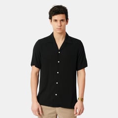 SAN COSME - Camisa Lino Hombre Negro