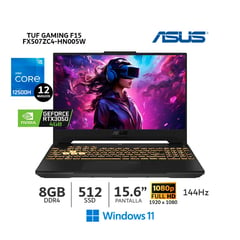 ASUS - Laptop TUF Gaming F15 FX507ZC4-HN005W Core i5-12500h 15.6” FHD 8Gb Ram 512Gb SSD RTX3050