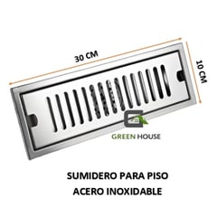 GREEN HOUSE - SUMIDERO DE ACERO INOXIDABLE SUS 304 RECTANGULAR 10 x 30 cm