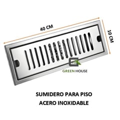 GREEN HOUSE - SUMIDERO DE ACERO INOXIDABLE SUS 304 RECTANGULAR 10 x 40 cm