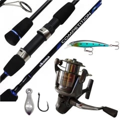 OKUMA - Equipo de Pesca caña 2.10 carrete 4000 nylon mas 1 señuelo