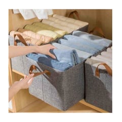 GENERICO - SET DE 2 CESTAS ORGANIZADORAS DE ROPA PLEGABLE MULTIUSOS GRIS