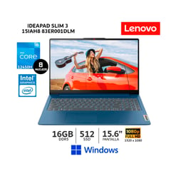 LENOVO - Laptop IdeaPad Slim 3 Intel Core i5 12°Gen16GB RAM 512GB SSD 156” FHD Wind 83ER001DLM