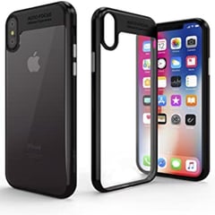 GENERICO - Case Funda Semitransparente iPhone 8 Color Negro + Vidrio Temperado