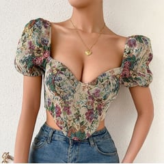 GENERICO - Blusa crop top diseño floral - Leiza