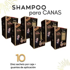 GENERICO - SHAMPOO TINTE DE CABELLO BARBA CEJAS CANAS A NEGRO x 6 CAJAS