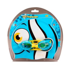 KRF - LENTES Y GORRO DE NATACIÓN PARA JUNIOR COLOR CELESTE