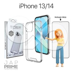 Case Space transparente con mica para Iphone 14 13 PREMIUM vip