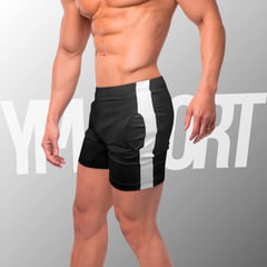 YML SPORT - Short de Entrenamiento Hombre - Short GYM Negro -