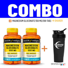 MASON NATURAL - COMBO VITAMINAS MASON - 2 MAGNESIUM GLUCONATE 550 MG (100 TAB) +SHAKER