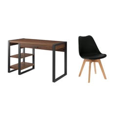 VENTITAS HOME - COMBO Escritorio Silla Vintage Larizza Negro