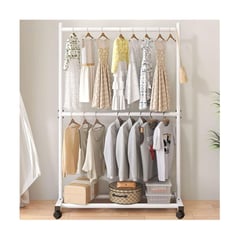 GRETAIL - Ropero Armario Closet Perchero Organizador Ropa 2 niveles YG65 Blanco