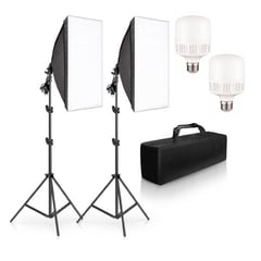 WEIFENG - Kit de iluminacion de 2 Softbox de 1 Foco 50 watts